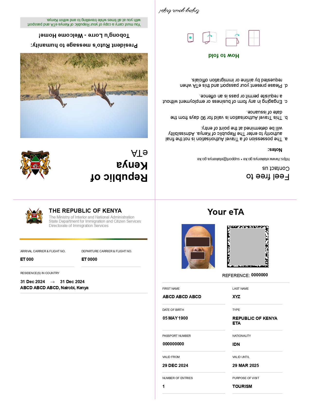 Kenya eTA Visa Sample